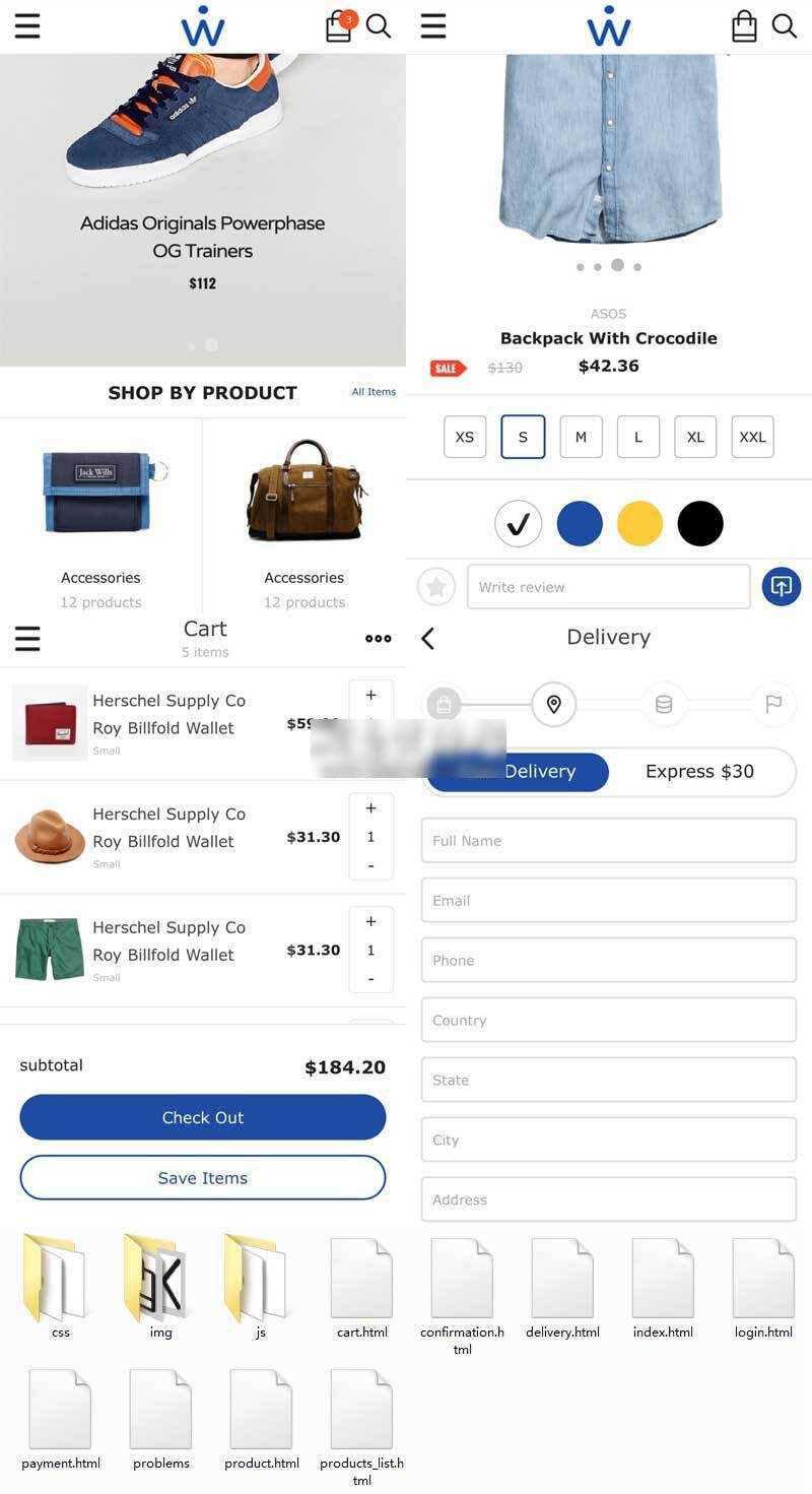 英文简洁的服装箱包购物商城网站手机wap模板 发卡网创- 首码创想网创资源