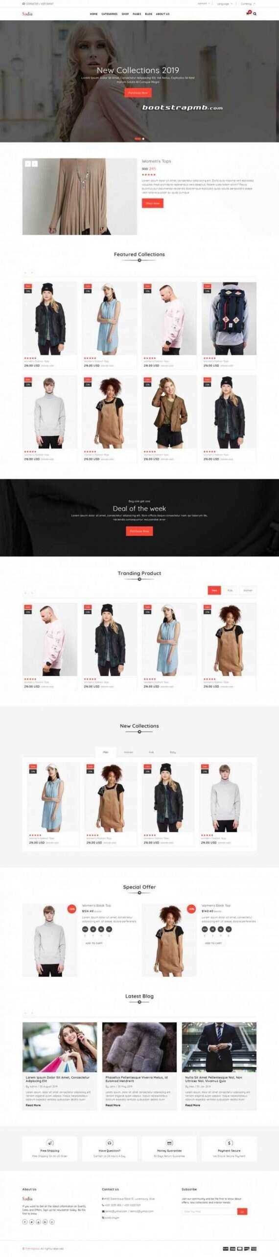 Bootstrap响应式英文服装商城 发卡网创- 首码创想网创资源