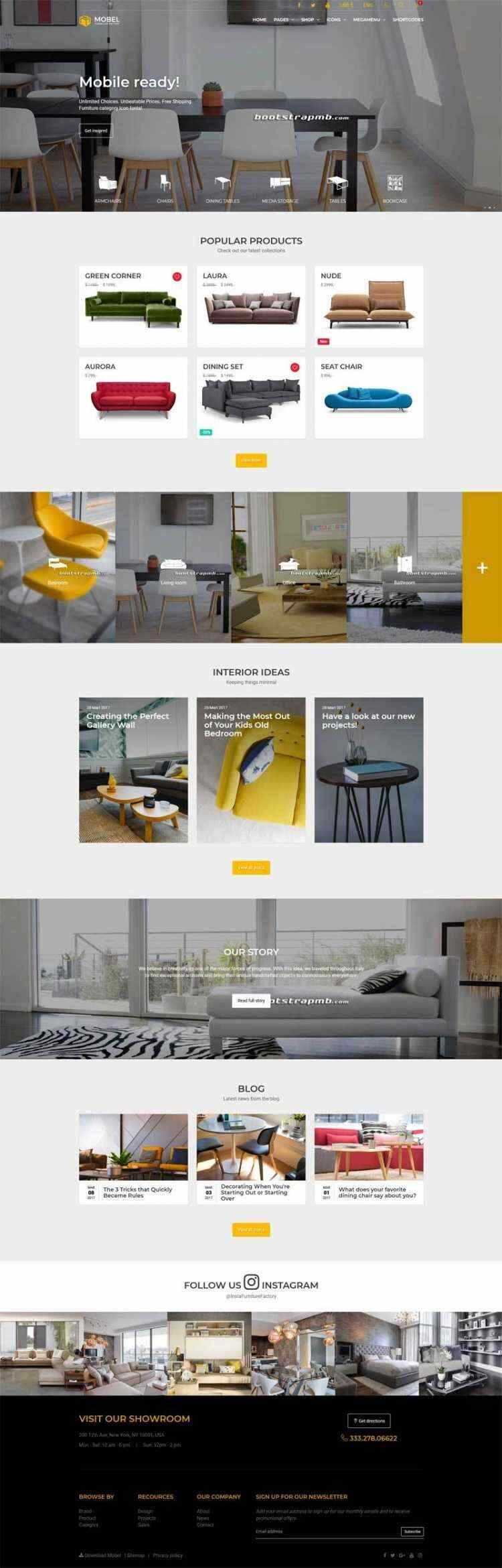 Bootstrap响应式在线家具商城电商网站 发卡网创- 首码创想网创资源