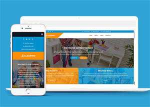 蓝色宽屏保洁类公司网站模板 发卡网创- 首码创想网创资源