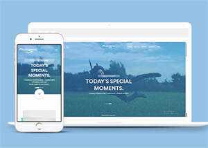 蓝色单人旅行拍照网站模板源码 发卡网创- 首码创想网创资源