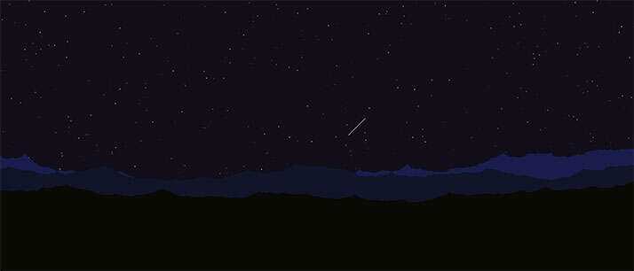 html5 canvas山顶夜空流星划过背景动画特效 发卡网创- 首码创想网创资源