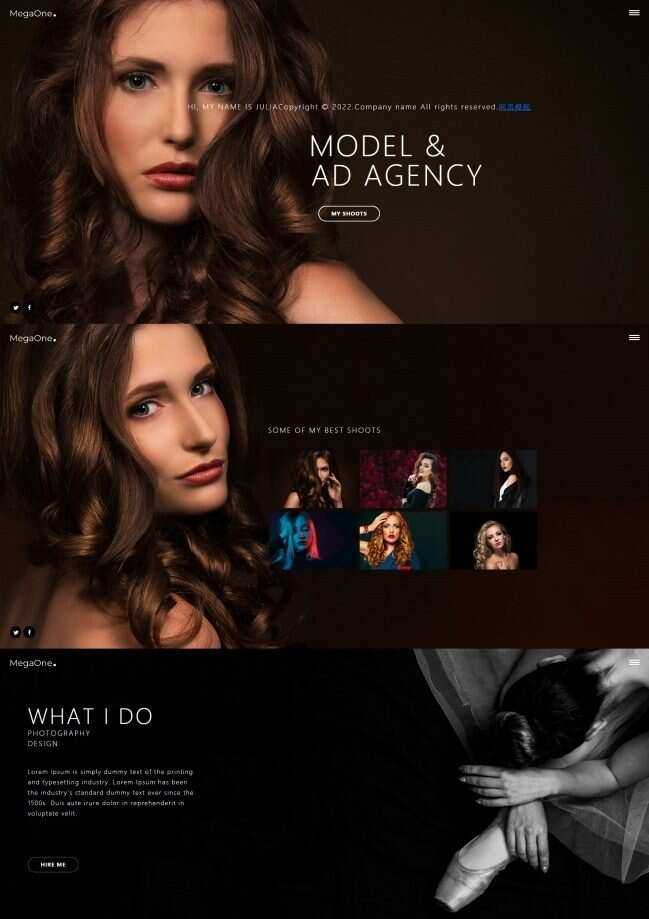 模特广告代理个人简历网页模板 发卡网创- 首码创想网创资源