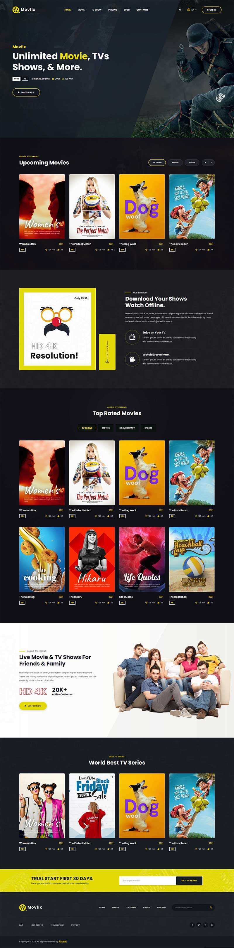 响应式在线影院视频平台HTML5模板 发卡网创- 首码创想网创资源