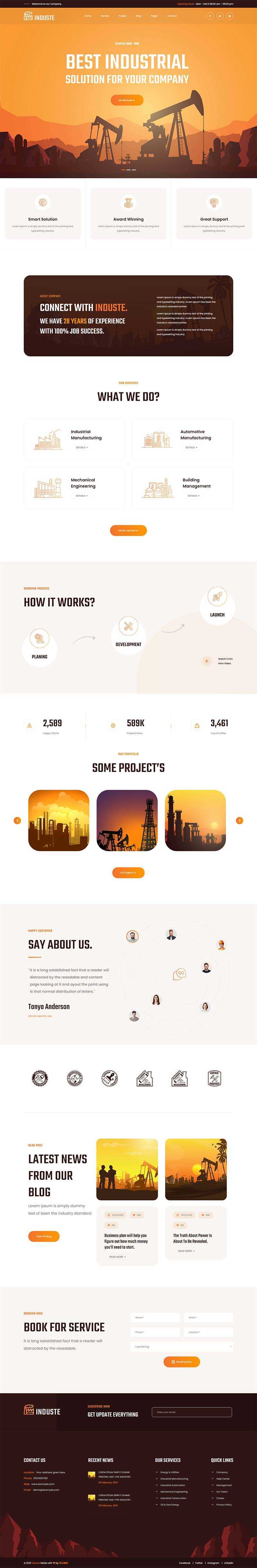 Bootstrap橙色多用途的工业生产企业网站html模板 发卡网创- 首码创想网创资源