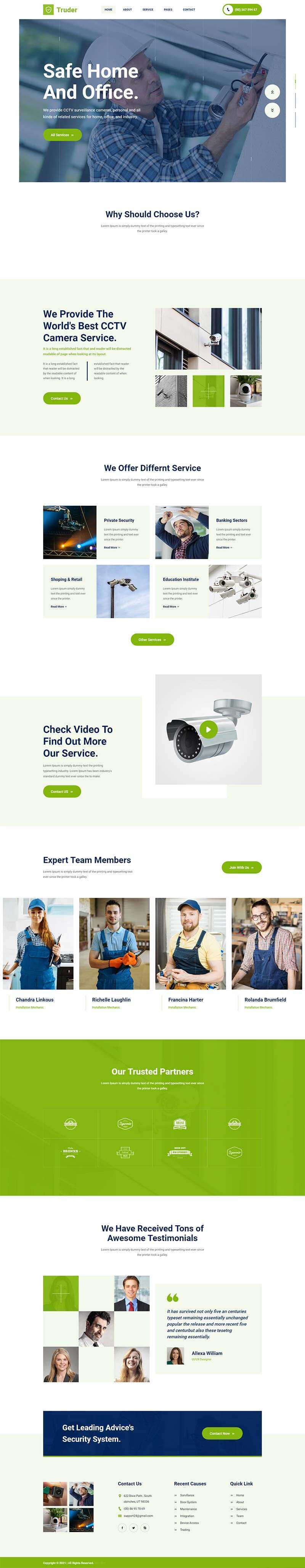 绿色风格视频监控安装安防公司网页模板 发卡网创- 首码创想网创资源