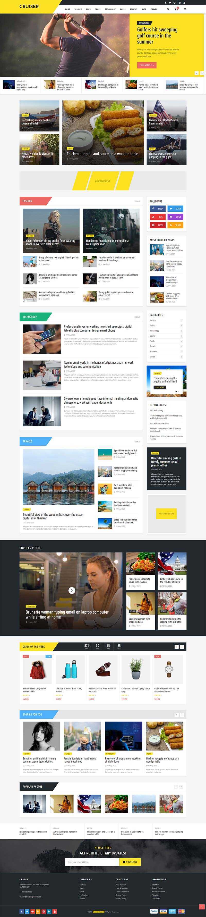 黄色响应式时尚资讯博客网站HTML模板 发卡网创- 首码创想网创资源