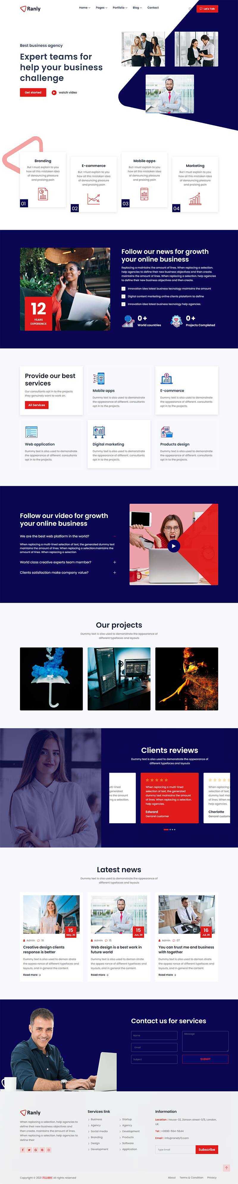 Bootstrap多用途的商业服务公司网站HTML模板 发卡网创- 首码创想网创资源