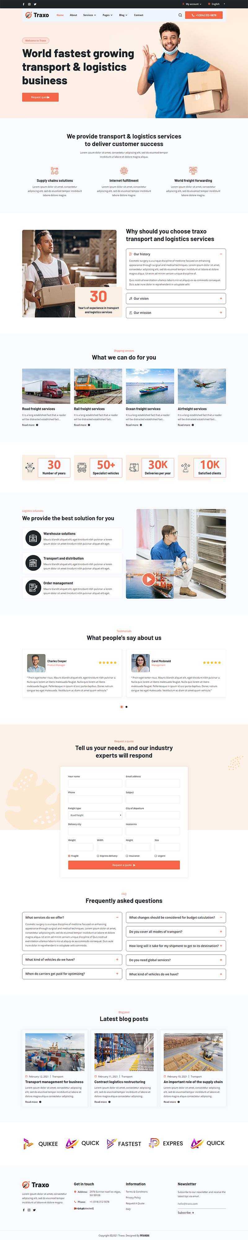 响应式多用途的物流快递公司HTML模板 发卡网创- 首码创想网创资源