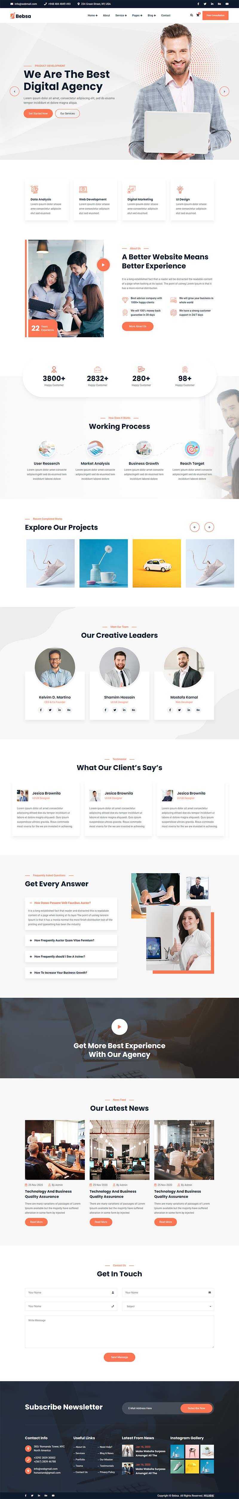 bootstrap4多用途的咨询公司业务展示html模板 发卡网创- 首码创想网创资源