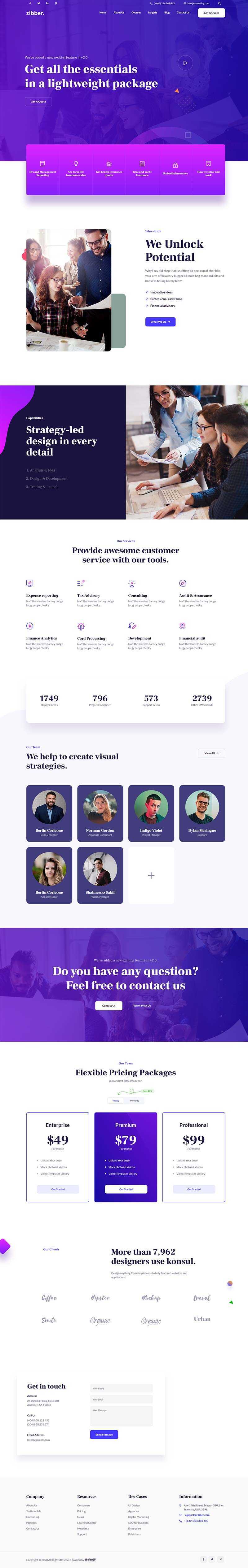 蓝紫色商务投资咨询公司html模板 发卡网创- 首码创想网创资源