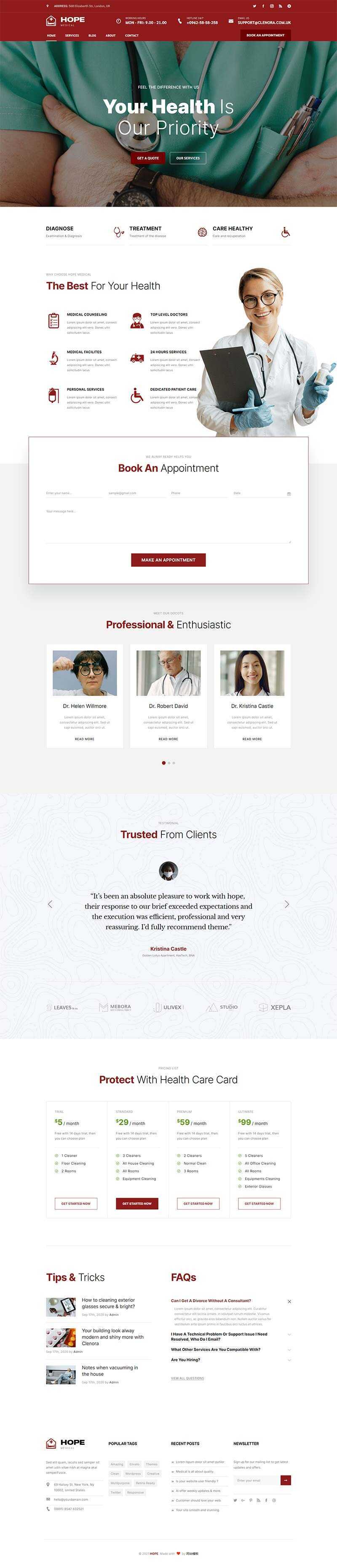 bootstrap牙科医院门诊医疗服务网站HTML5模板 发卡网创- 首码创想网创资源