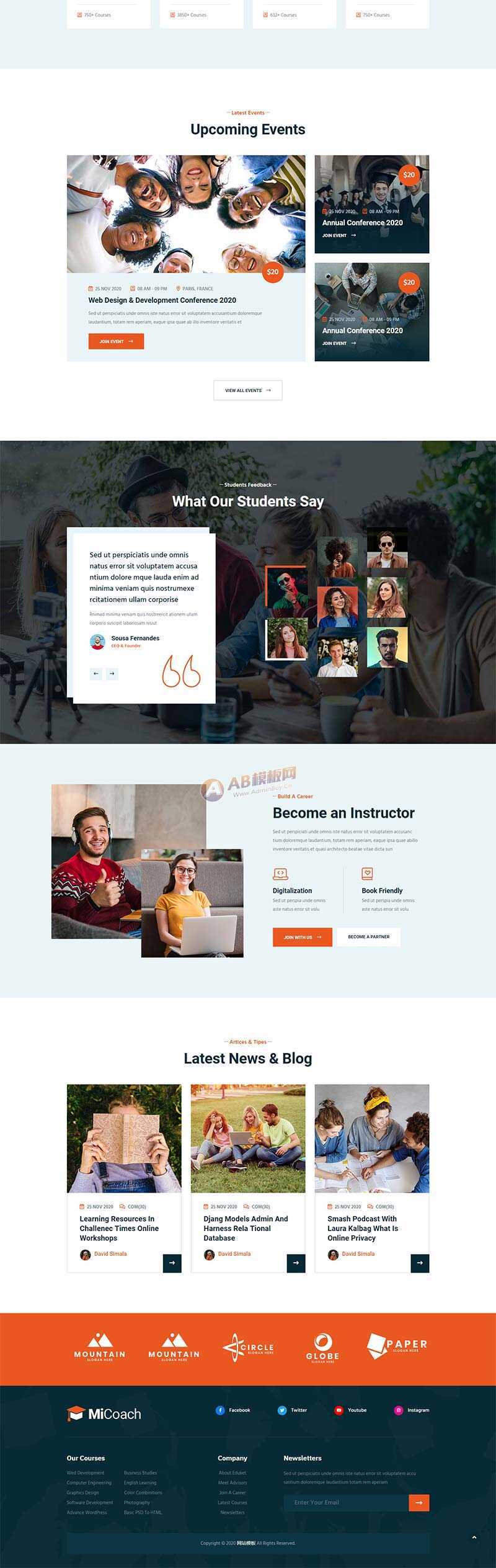 响应式在线课程教育培训行业网站HTML5模板 发卡网创- 首码创想网创资源