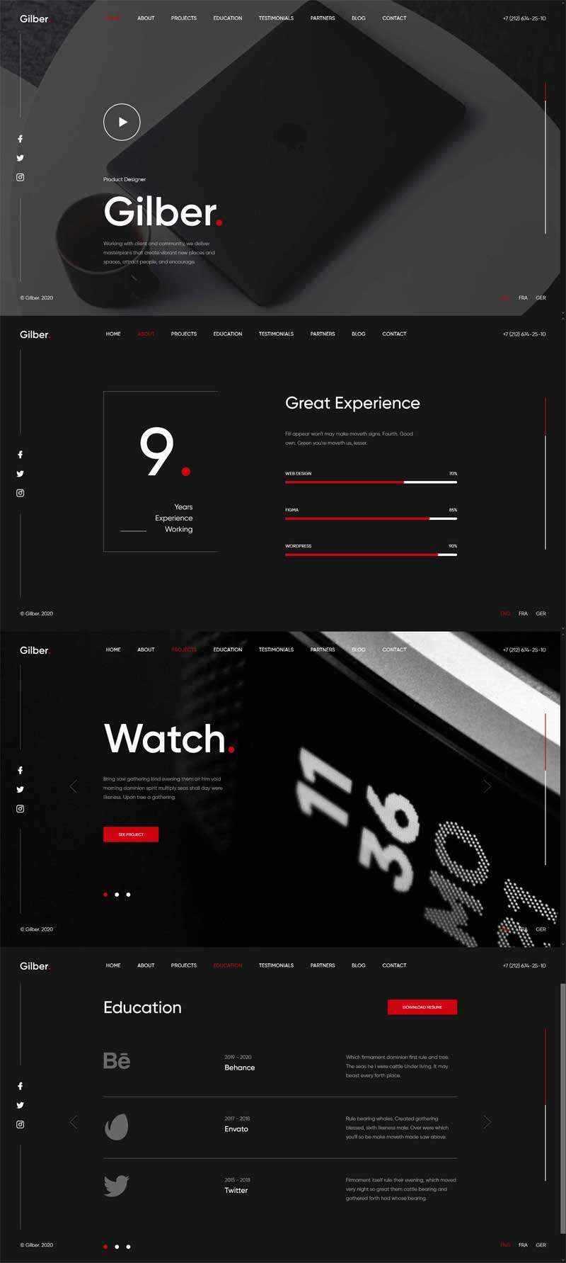 个人简历作品展示全屏滚动html模板 发卡网创- 首码创想网创资源