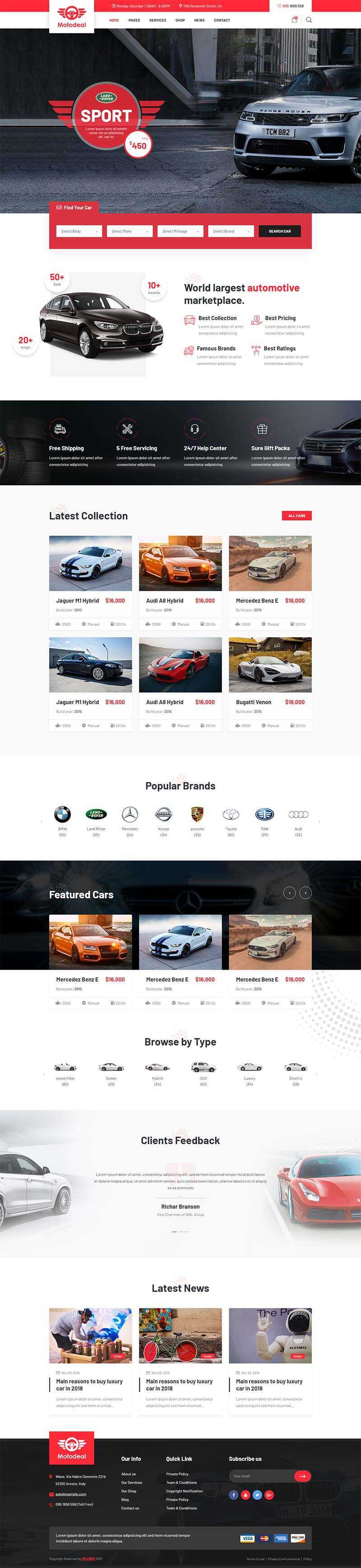 红色大气的汽车销售交易平台网页html模板 发卡网创- 首码创想网创资源