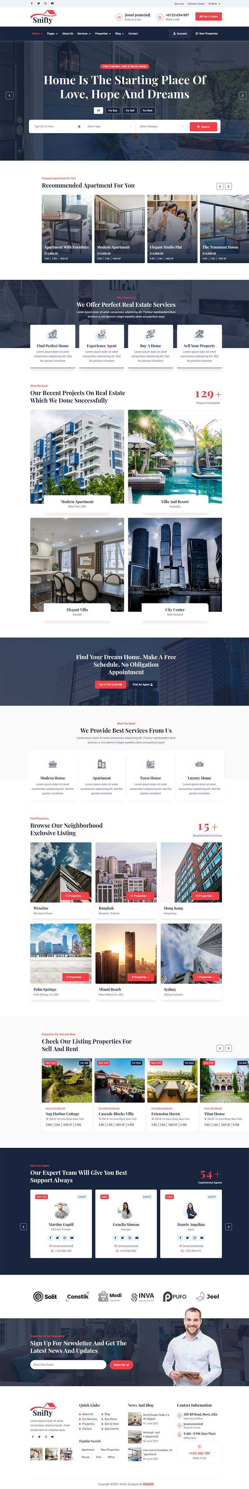 bootstrap5深蓝色房地产信息资讯平台HTML5模板 发卡网创- 首码创想网创资源