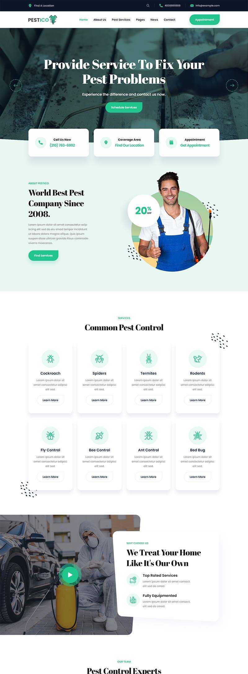 响应式害虫防治服务公司官网html模板 发卡网创- 首码创想网创资源