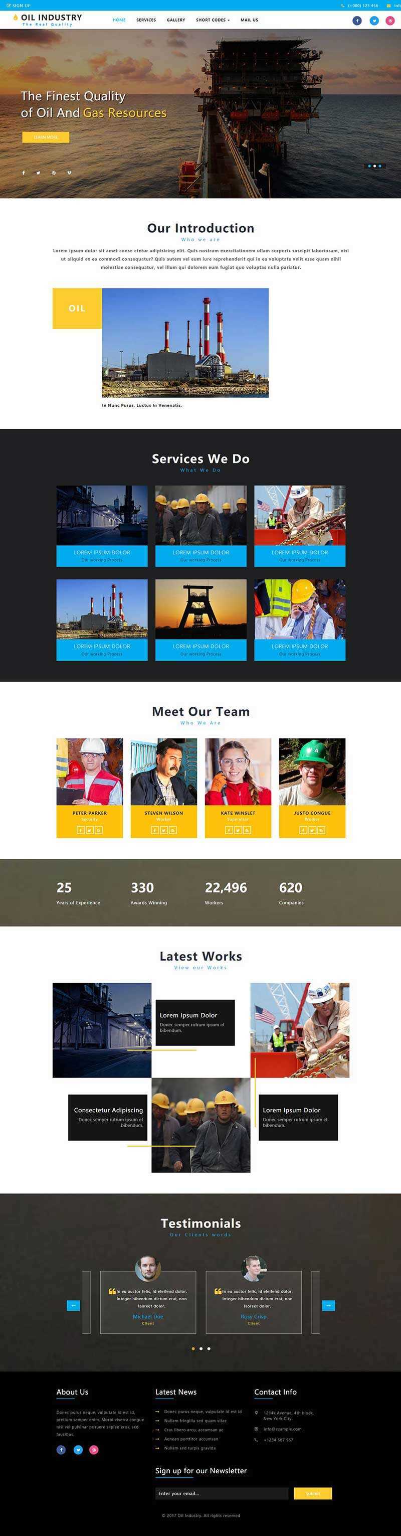 bootstrap石油开采工业类企业网站html模板 发卡网创- 首码创想网创资源