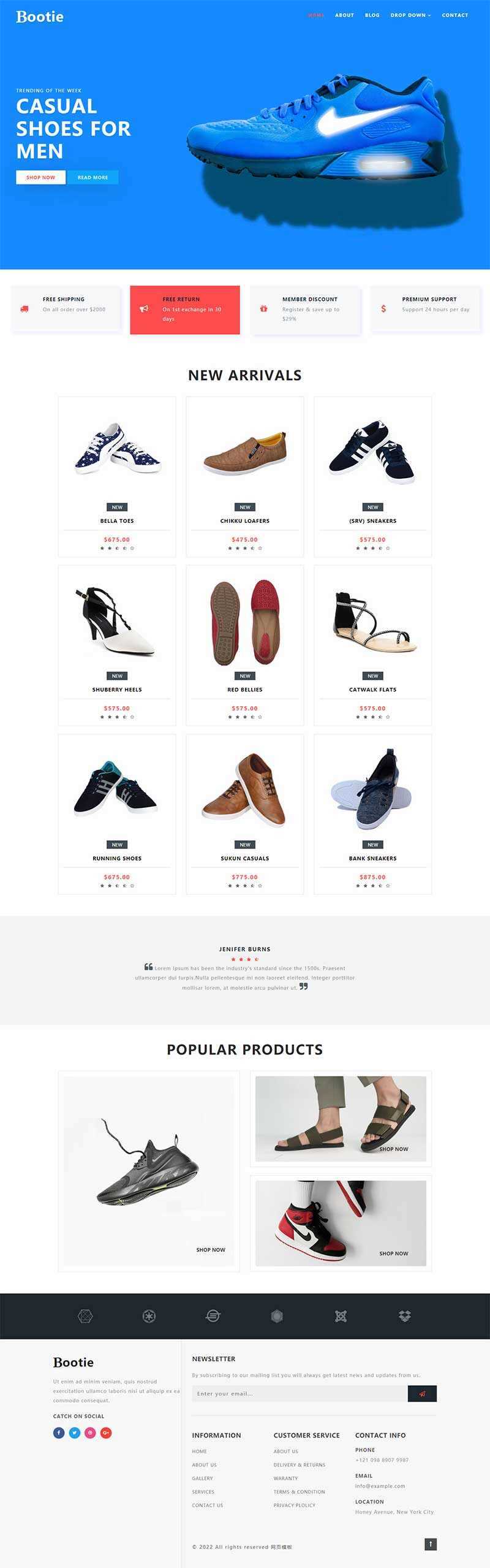 简洁大气的鞋子商城Bootstrap响应式网页模板 发卡网创- 首码创想网创资源