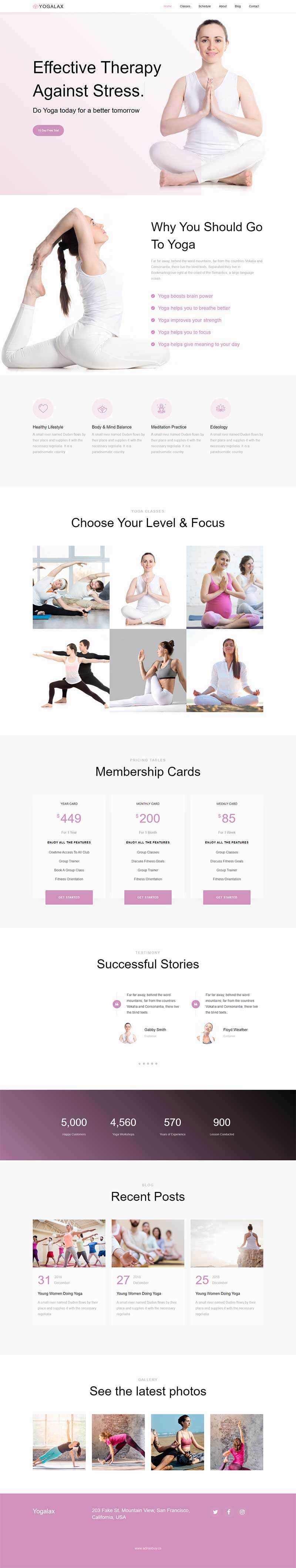 Bootstrap粉色的健身瑜伽类网站html模板 发卡网创- 首码创想网创资源