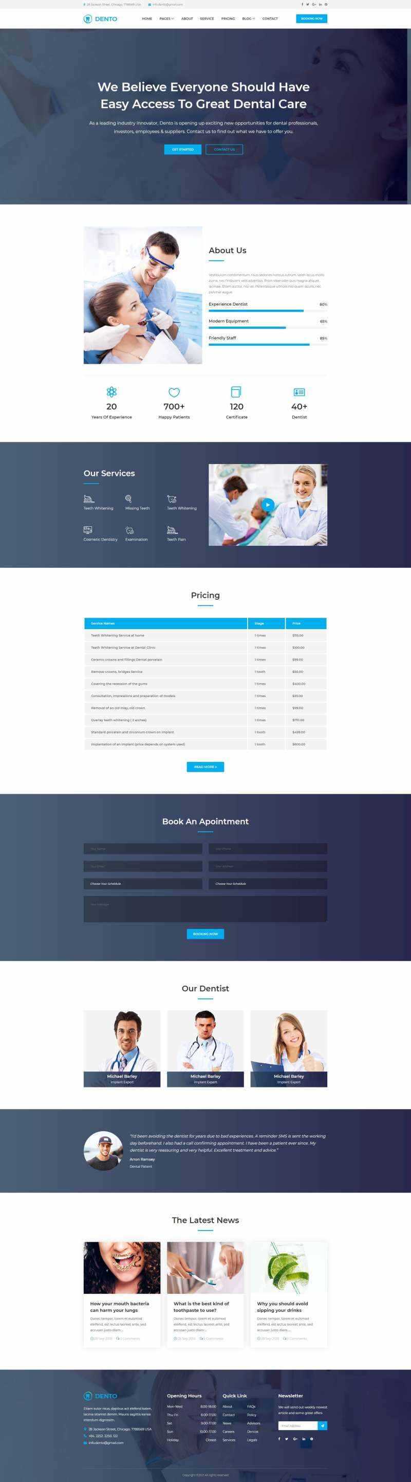 蓝色清爽的响应式牙科预约网站html模板 发卡网创- 首码创想网创资源