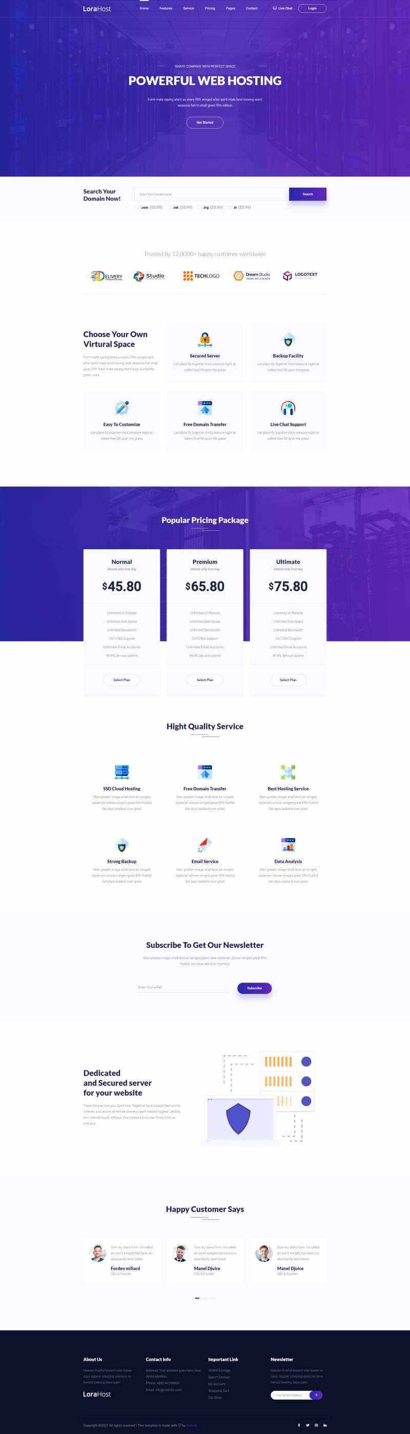 紫色的虚拟主机域名托管服务网站html模板 发卡网创- 首码创想网创资源