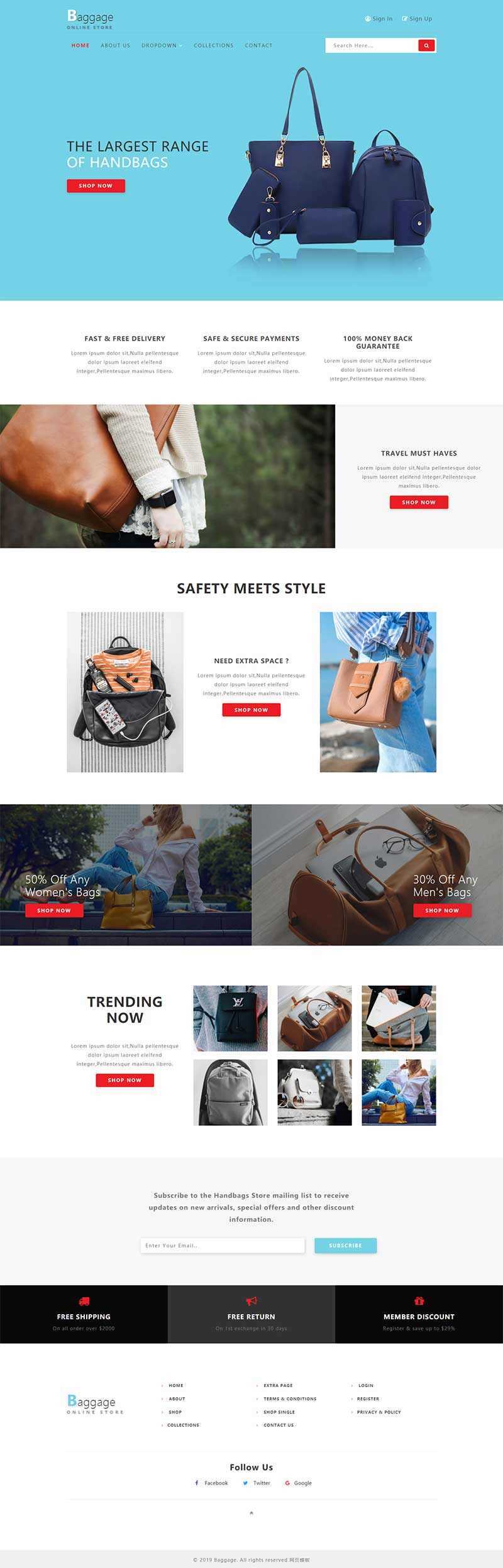 Bootstrap响应式箱包电子商务网站html模板 发卡网创- 首码创想网创资源