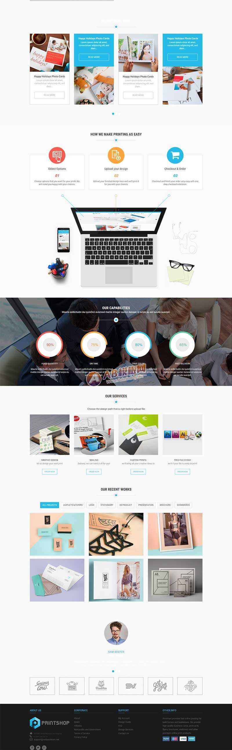 图片[2] 发卡网创- 首码创想蓝色的响应式名片印刷公司网站html模板 发卡网创- 首码创想网创资源