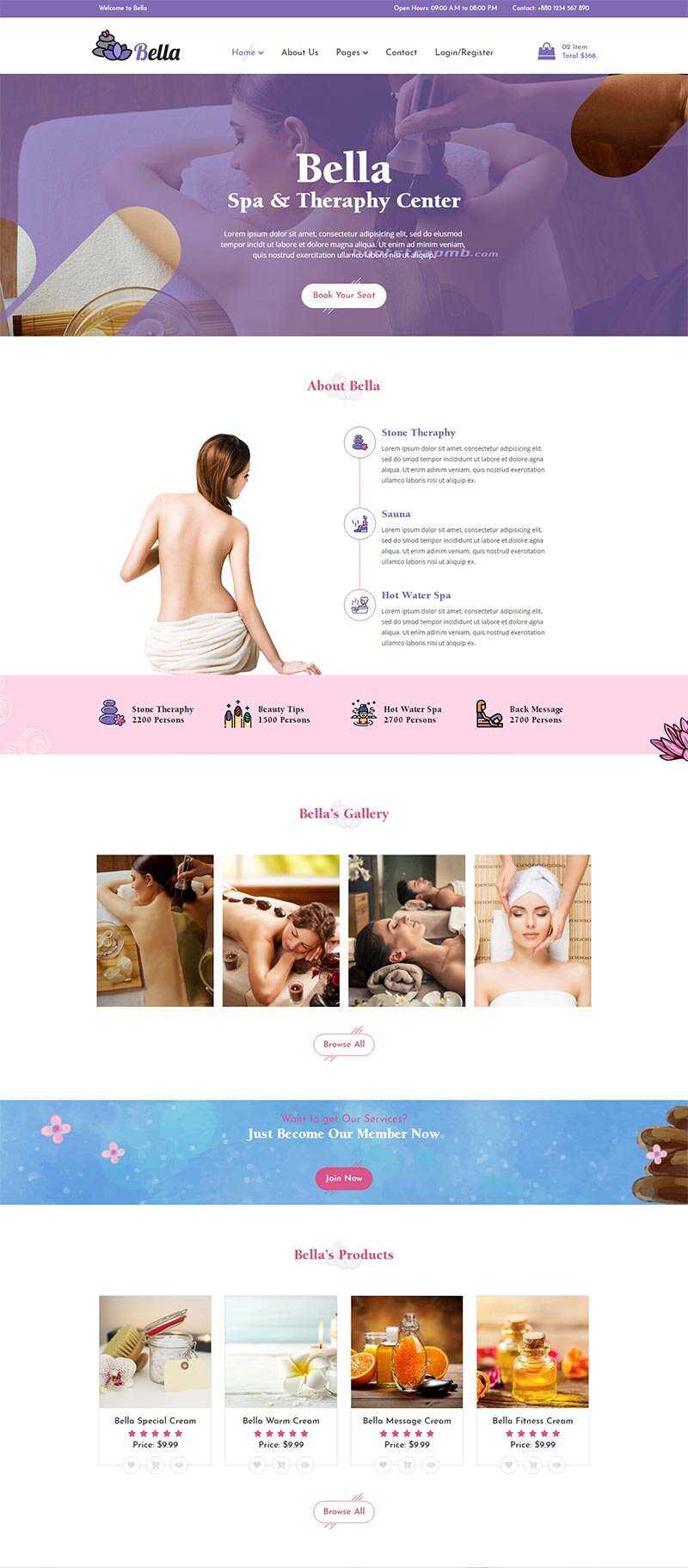 Bootstrap响应式Spa养生馆电商网站html模板 发卡网创- 首码创想网创资源