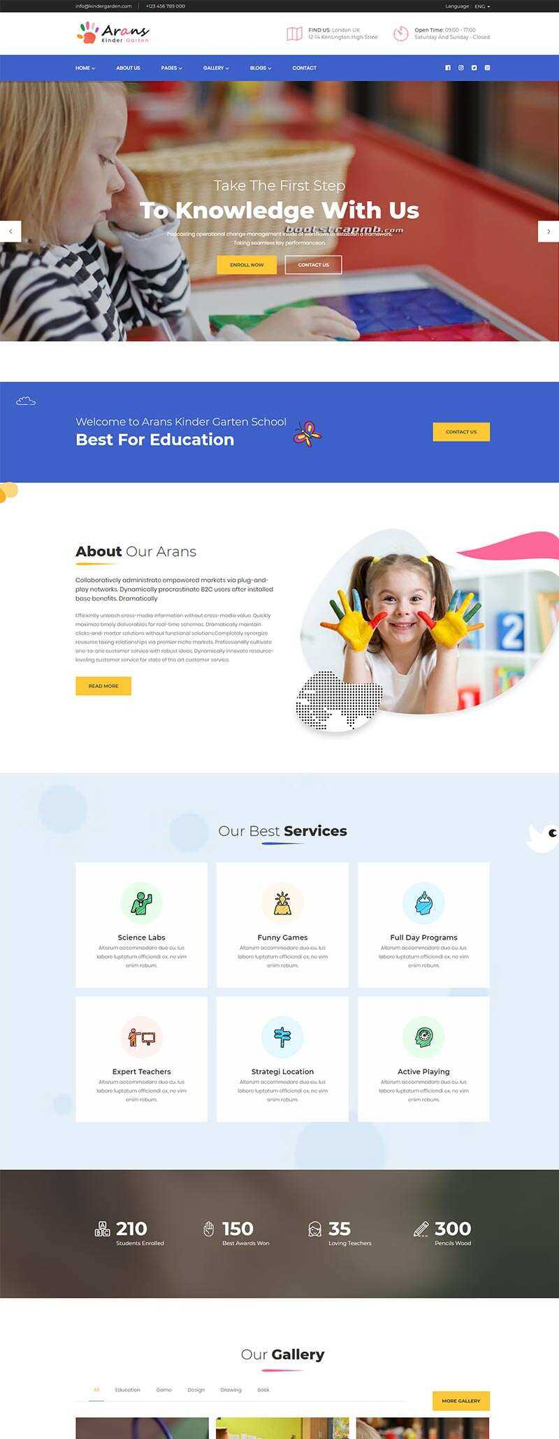 Bootstrap响应式幼儿园早教中心网站html模板 发卡网创- 首码创想网创资源