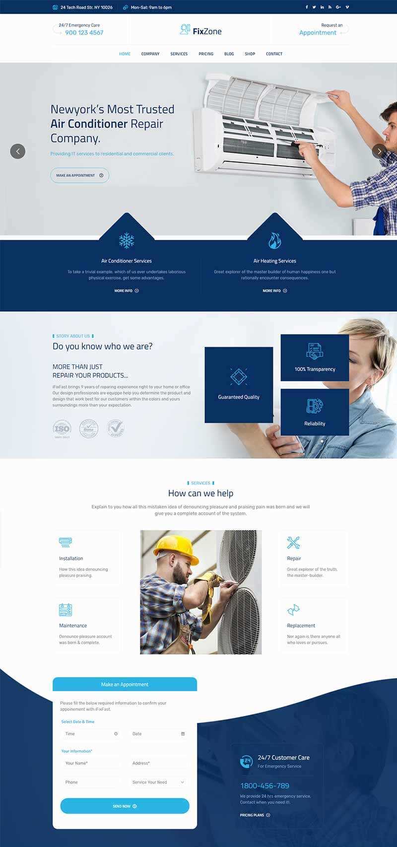 Bootstrap空调电器维修服务网站HTML模板 发卡网创- 首码创想网创资源