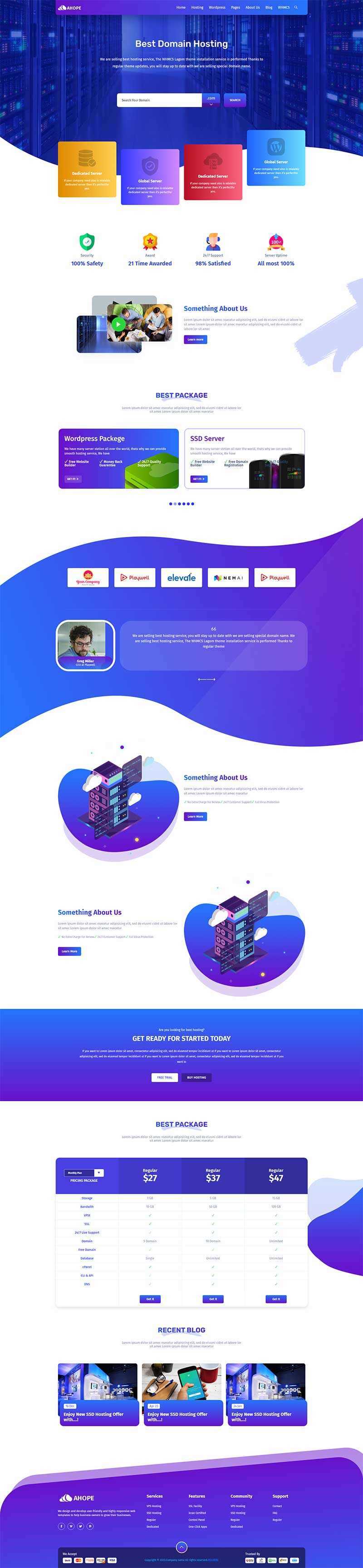 蓝色风格域名服务器托管服务公司网站html模板 发卡网创- 首码创想网创资源