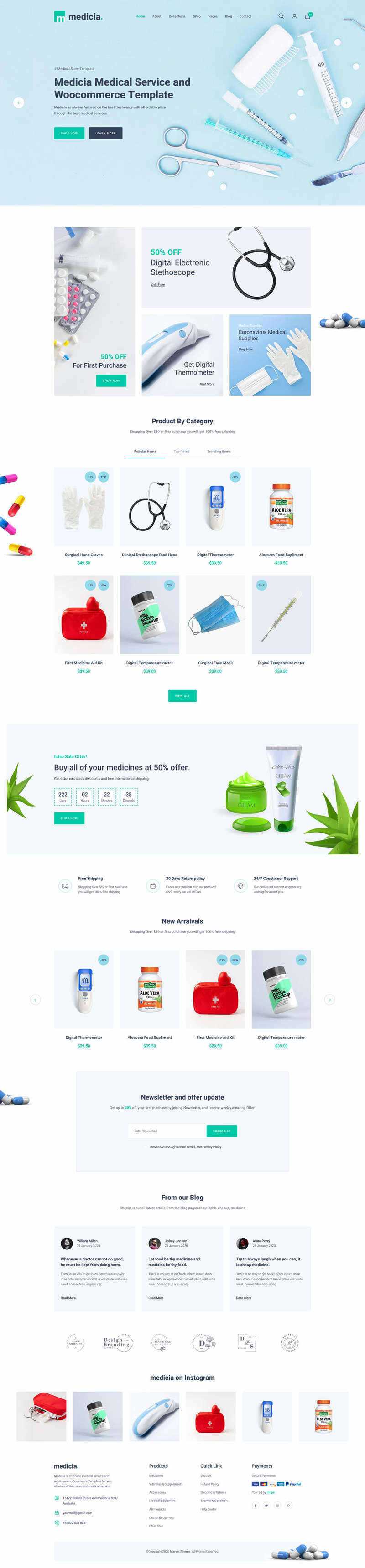 Bootstrap4医疗保健用品电子商务HTML5模板 发卡网创- 首码创想网创资源