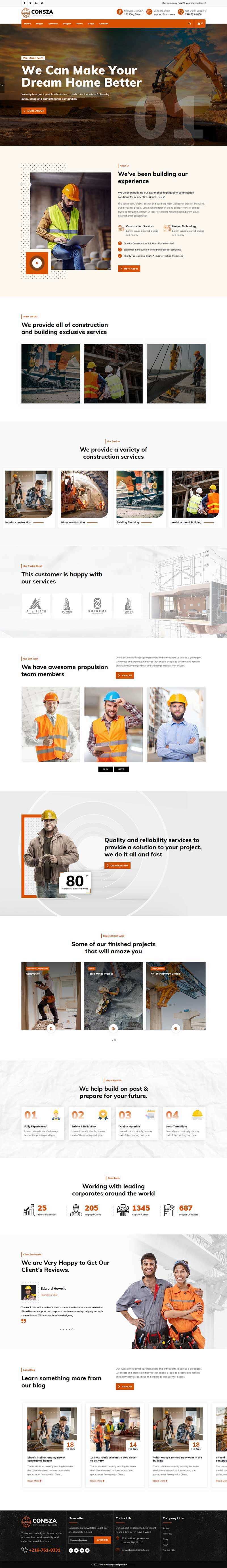 响应式房地产建筑工程企业网站HTML5模板 发卡网创- 首码创想网创资源