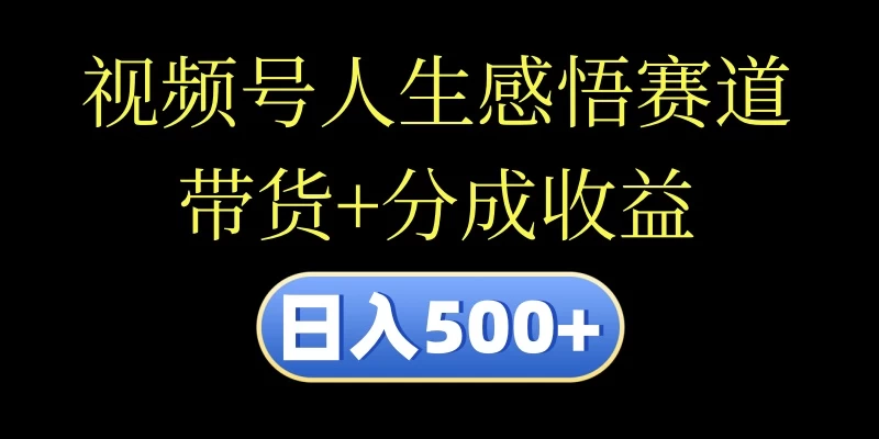 视频号人生感悟赛道，带货+分成收益，日入500+，10分钟做一个视频 发卡网创- 首码创想网创资源