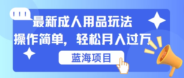 最新成人用品项目玩法，操作简单，蓝海项目轻松月入过万 发卡网创- 首码创想网创资源