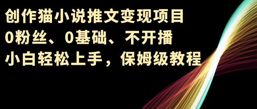 小说推文变现项目，0粉丝、0基础、不开播、小白轻松上手，保姆级教程 发卡网创- 首码创想网创资源