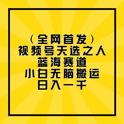 全网首发，视频号天选之人蓝海赛道，小白无脑搬运日入一千 发卡网创- 首码创想网创资源