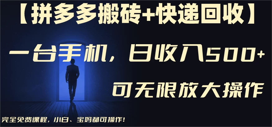 拼多多搬砖＋快递回收，日入600+，可多号矩阵收益无上限 发卡网创- 首码创想网创资源
