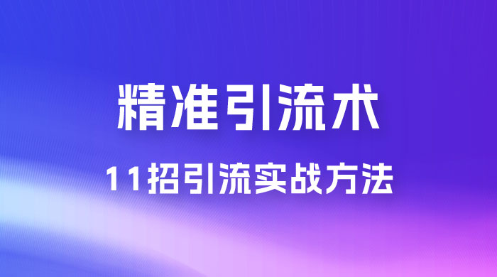 精准引流术：11 招引流实战方法，让你私域流量加到爆（共 11 课） 发卡网创- 首码创想网创资源