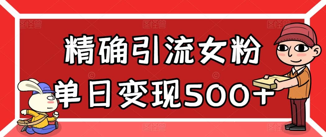 精确引流女粉，单日变现500+，高复购，保姆级教程 发卡网创- 首码创想网创资源