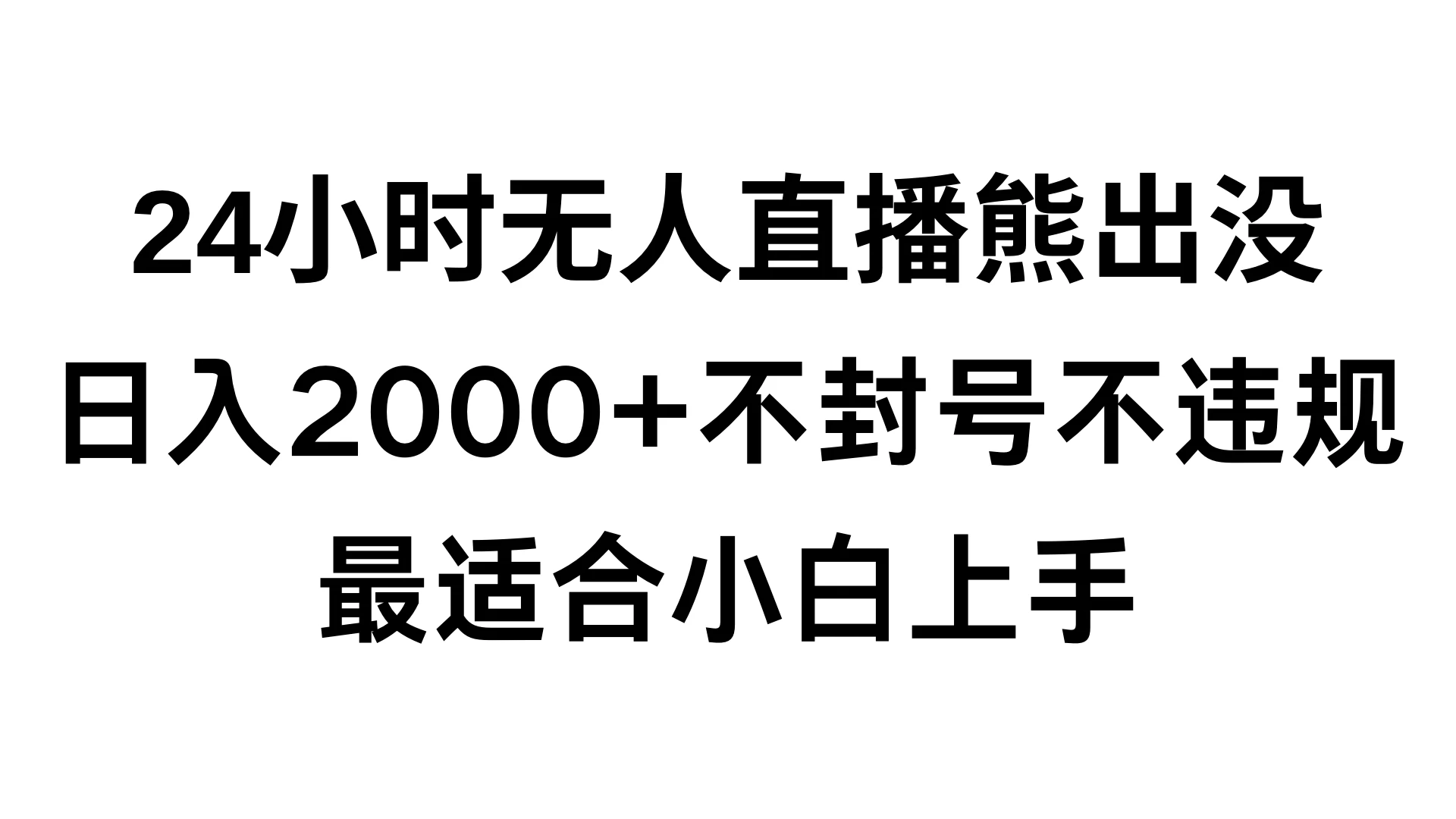 快手24小时无人直播熊出没，不封直播间，不违规，日入2000+，最适合小白上手，保姆式教学 发卡网创- 首码创想网创资源