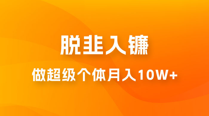 脱韭入镰，通过做「超级个体」月入 10w+，普通人实现阶层跨越的最优解 发卡网创- 首码创想网创资源