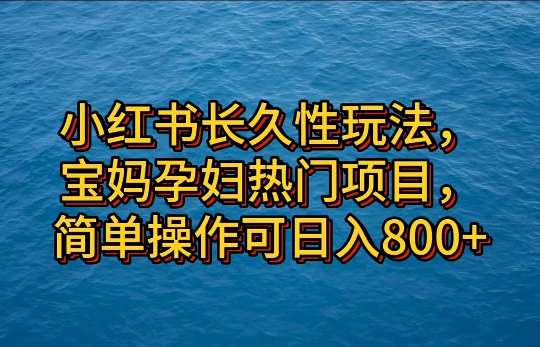 小红书长久性玩法，宝妈孕妇热门项目，简单操作可日入800+ 发卡网创- 首码创想网创资源