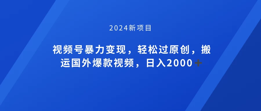 视频号创作者分成计划，搬运国外爆款视频，100%过原创，小白也能品22000+ 发卡网创- 首码创想网创资源