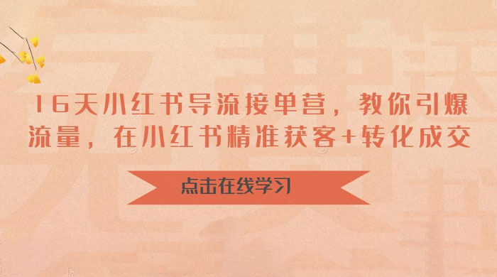 16 天小红书导流接单营：教你引爆流量，在小红书精准获客+转化成交 发卡网创- 首码创想网创资源