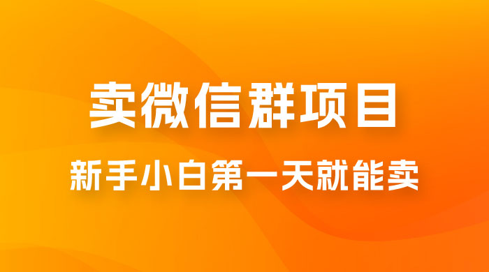 最新卖微信群项目玩法拆解：新手小白第一天就能卖，日入 300+ 发卡网创- 首码创想网创资源