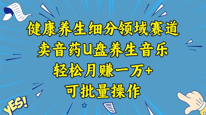 健康养生细分领域赛道，卖音药U盘养生音乐，轻松月赚一万+，可批量操作 发卡网创- 首码创想网创资源
