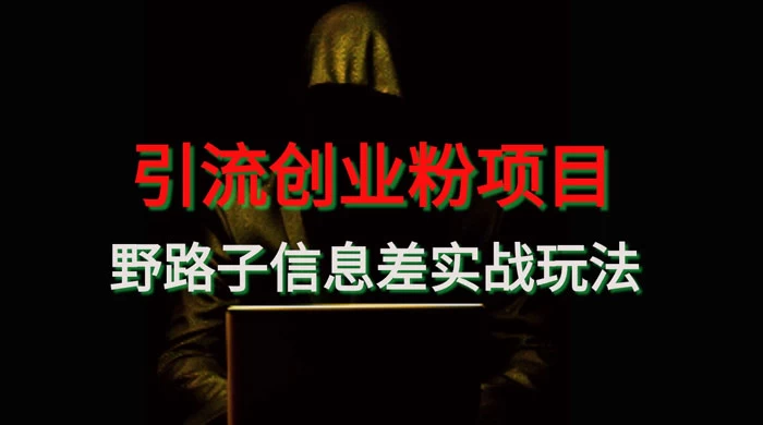 野路子信息差玩法实战教学，引流创业粉 发卡网创- 首码创想网创资源