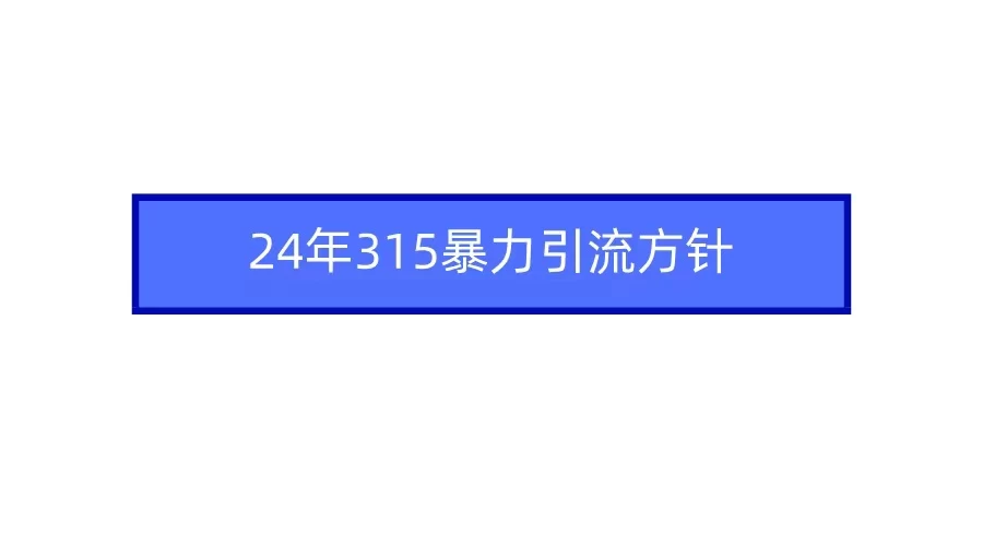 24年315暴力引流方针 爆款筛选让你快速热门+变现 发卡网创- 首码创想网创资源